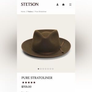 Vintage UNISEX Stetson Stratoliner Fedora in Tobacco